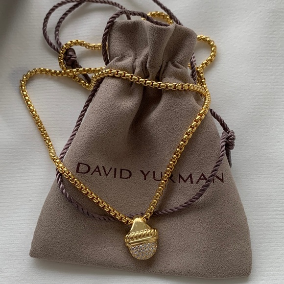 David Yurman Jewelry - David Yurman 750 Diamond Acorn Pendant Necklacel